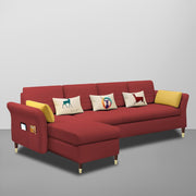 Ventos LHS 6 Seater L Shape Sofa Set for Living Room (Maroon) Premium Velvet Fabric