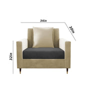 Garcia 1 Seater Sofa Set for Living Room (Black Colour) Premium Fabric Sofa