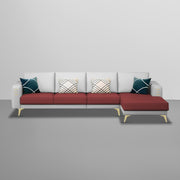 Falco RHS 6 Seater L Shape Sofa Set for Living Room (Maroon Grey Fabric) Premium Fabric Sofa