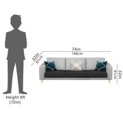 Casaliving Falco 3 Seater Sofa Set for Living Room (Black Grey Fabric) Premium Fabric Sofa