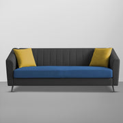 Casaliving Barton 3 Seater Sofa for Living Room (Blue Black Fabric) Premium Fabric Sofa