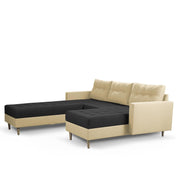 Ashton RHS 4 Seater L Shape Sofa Set with Center Table for Living Room (Cream Black Fabric) Premium Fabric Sofa