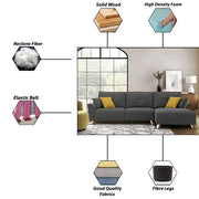 Antonio LHS 4 Seater L Shape Sofa Set for Living Room (Dark Grey Premium Fabric)