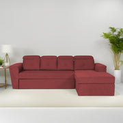 Elvi RHS 6 Seater L Shape Sofa Set for Living Room (Maroon Fabric) Premium Fabric Sofa