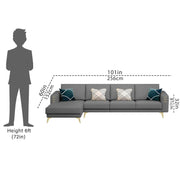 Falco LHS 6 Seater L Shape Sofa Set for Living Room (Dark Grey Fabric) Premium Fabric Sofa