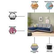 Swaloni LHS 6 Seater L Shape Sofa Set for Living Room (Blue Grey) Premium Fabric Sofa