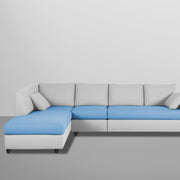 Dorian LHS 6 Seater L Shape Sofa Set for Living Room (Turquise Grey Fabric) Premium Fabric Sofa