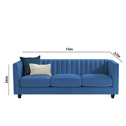 Casaliving Martine 3 Seater Sofa Set for Living Room (Blue Fabric) | Premium Fabric Sofa