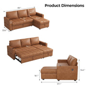 Casaliving Glanie LHS 4 Seater Corner Sofa Cum Bed for Living Room with Storage (Beige Fabric) Leatherette Fabric Sofa with Cup Holder