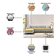 Garcia LHS 6 Seater L Shape Sofa Set for Living Room (Black Grey - Colour) Premium Fabric Sofa Set
