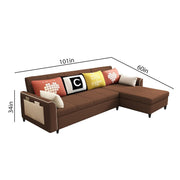 Denis 5 Seater RHS L Shape Sofa Set for Living Room (Brown Fabric) Premium Fabric Sofa