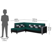 Nordy LHS 6 Seater L Shape Sofa Set for Living Room (Pine Black Colour) Premium Fabric Sofa Set
