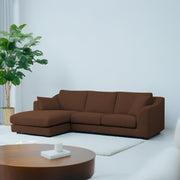 Cortina LHS 4 Seater L Shape Sofa Set for Living Room (Brown Fabric) Premium Fabric Sofa