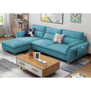 Hudson 4 Seater L Shape Sofa Set for Living Room (Blue Fabric) Left Side