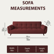 Francois 3 Seater Convertible Sofa Cum Bed for Living Room (Maroon Fabric) Premium Fabric Sofa