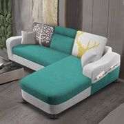 Amanda RHS 4 Seater L Shape,Sofa Set for Living Room (Turquise Grey Fabric)
