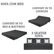 Mapron 1 Seater Sofa Cum Bed with 1 Cushions for Living Room (Black Fabric) Premium Fabric Sofa 2.5x6 Feet