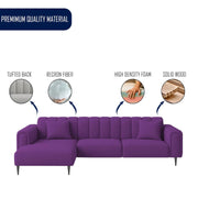 Damian LHS 4 Seater L Shape Sofa Set for Living Room (Purple Colour Fabric) Premium Fabric Sofa Set for Living Room