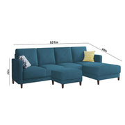Swaloni RHS 6 Seater L Shape Sofa Set with Center Table for Living Room (Turquise) Premium Fabric Sofa