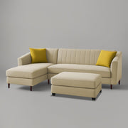Neyami LHS 4 Seater with Ottoman L Shape Sofa Set for Living Room (Cream) Premium Fabric Sofa Set