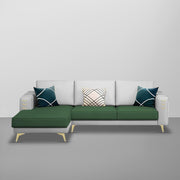 Falco LHS 4 Seater L Shape Sofa Set for Living Room (Green Grey Fabric) Premium Fabric Sofa