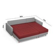 Ashton RHS 4 Seater L Shape Sofa Set with Center Table for Living Room (Maroon Grey Fabric) Premium Fabric Sofa