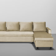 Asper RHS 6 Seater L Shape Sofa Set for Living Room (Cream Fabric) Premium Fabric Sofa