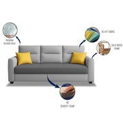 Evona 3 Seater Sofa Set for Living Room (Grey Dark Grey Colour Fabric) Premium Fabric Sofa