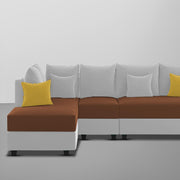 Inclair LHS 6 Seater L Shape Sofa Set for Living Room (Brown Grey Fabric) Premium Fabric Sofa