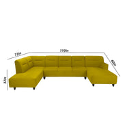 Ragno 8 Seater U Shape Sofa Set for Living Room (Yellow Fabric) Premium Fabric Sofa
