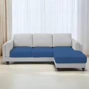 Casaliving Logan RHS 4 Seater L Shape Sofa Set for Living Room (Blue Black Fabric) Premium Fabric Sofa