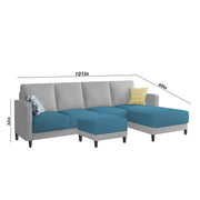 Swaloni RHS 6 Seater L Shape Sofa Set with Center Table for Living Room (Turquise Grey) Premium Fabric Sofa