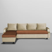 Asper LHS 6 Seater L Shape Sofa Set for Living Room (Cream Brown Fabric) Premium Fabric Sofa