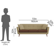 Letty 3 Seater Sofa Set for Living Room (Cream Brown Colour) Premium Fabric Sofa