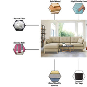Lizel LHS 4 Seater L Shape Sofa Set for Living Room (Cream Fabric) Premium Velvet Fabric Sofa