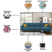 Antonio LHS 6 Seater L Shape Sofa Set for Living Room (Turquise Premium Fabric)