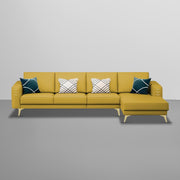 Falco RHS 6 Seater L Shape Sofa Set for Living Room (Yellow Fabric) Premium Fabric Sofa