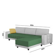 Linus RHS 4 Seater L Shape Sofa Set for Living Room (Green Grey Fabric) Premium Fabric Sofa