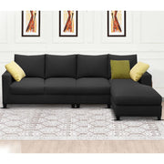 Rihan 6 Seater L Shape Sofa Set Living Room (Black Fabric) Right Side Sofa