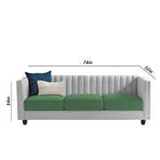 Martine 3 Seater Sofa Set for Living Room (Green Grey Fabric) | Premium Fabric Sofa