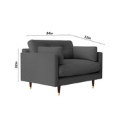 Grover 1 Seater Sofa Set for Living Room (Black Fabric) Premium Fabric Sofa