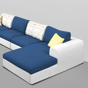 Badger LHS 6 Seater L Shape Sofa Set for Living Room (Black Fabric) Premium Fabric Sofa