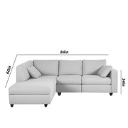Dorian LHS 4 Seater L Shape Sofa Set for Living Room (Grey Fabric) Premium Fabric Sofa