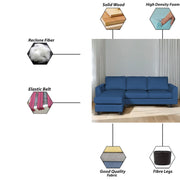Danver LHS 4 Seater L Shape Sofa Set for Living Room (Blue Fabric) Premium Fabric Sofa