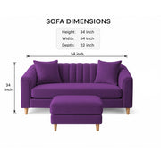 Casaliving Doraldo 2 Seater with Ottoman Sofa Set for Living Room (Black Colour) Premium Fabric Sofa Set