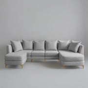 Zoe 8 Seater U Shape Sofa Set for Living Room (Black Grey Colour) Premium Fabric Sofa Set Living Room