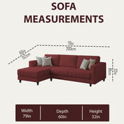 Oslo 4 Seater LHS L Shape Sofa Set for Living Room (Maroon Fabric) Premium Fabric Sofa Set for Living Room