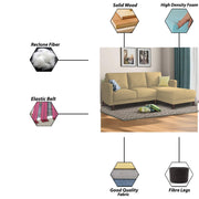 Swaloni RHS 4 Seater L Shape Sofa Set for Living Room (Cream) Premium Fabric Sofa