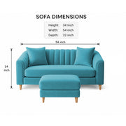 Casaliving Doraldo 2 Seater with Ottoman Sofa Set for Living Room (Black Colour) Premium Fabric Sofa Set