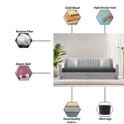 Garcia 3 Seater Sofa Set for Living Room (Blue Black Colour) Premium Fabric Sofa